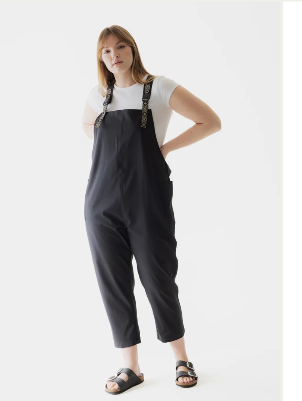Kavu Black Relaxed Jumpsuit with Patterned Straps